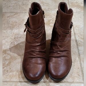 BareTraps Brown Studded Strap Ankle Booties